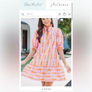 Umgee Pink Dress with Orange Bow Pattern
